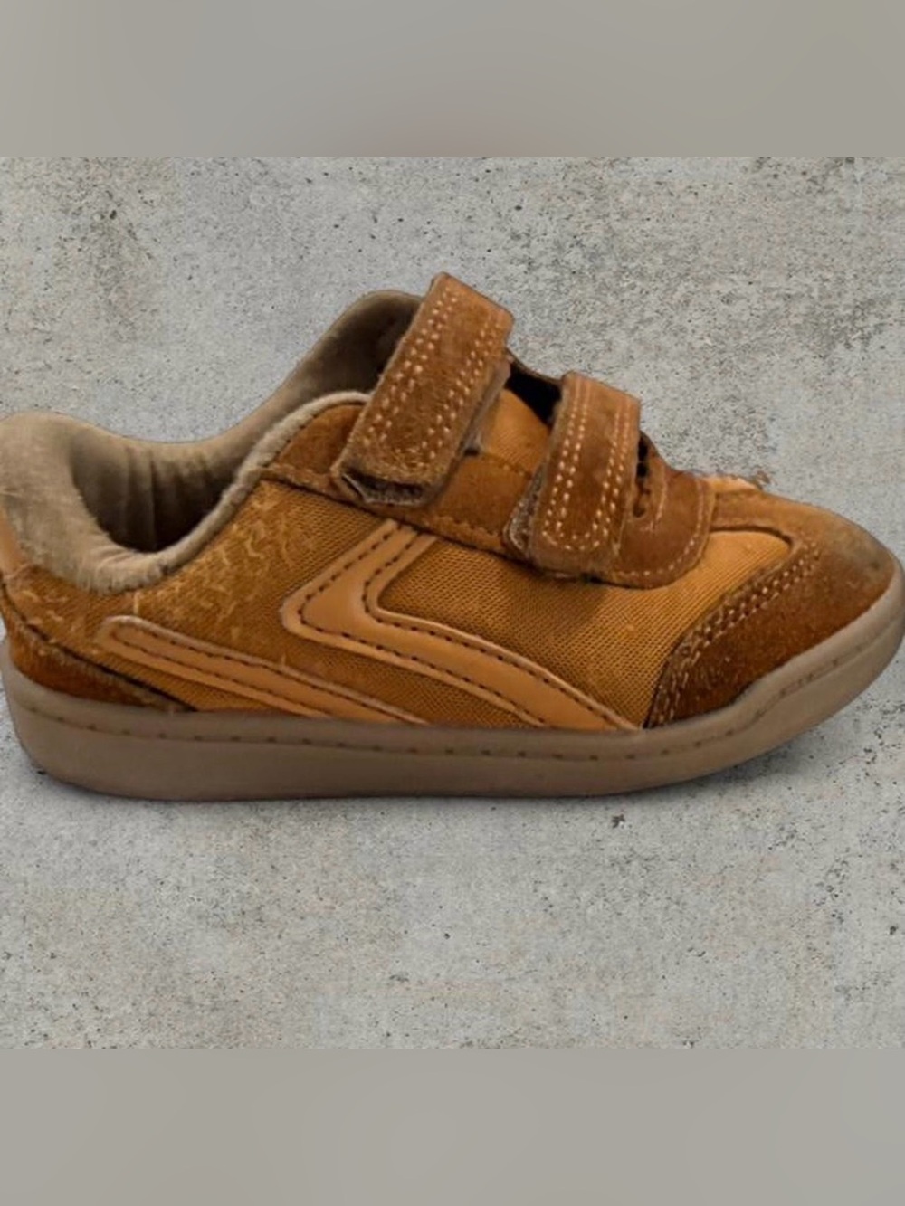 Cat & Jack Toddler Boy Shoes Size 8 Brown Tan Hook Loop Velcro Casual Sneakers - Picture 5 of 6